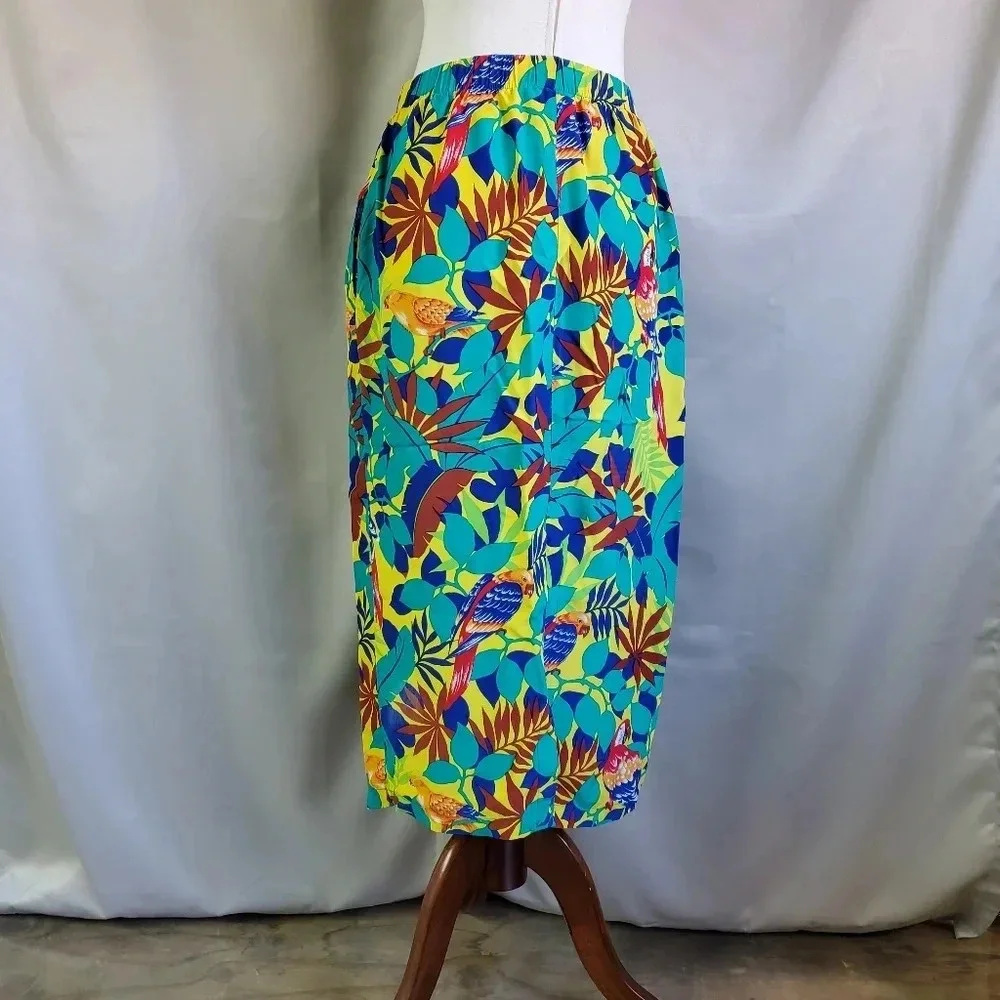 JACK WINTER | Vintage Parrot Tropical Print Skirt sz 12